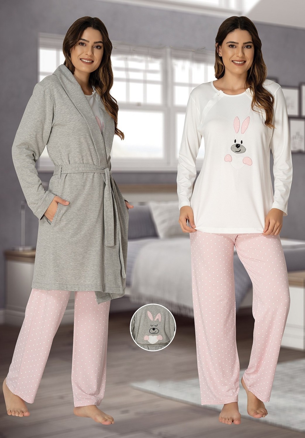 Effort t 3090 Sabahlıklı Lohusa Pijama Takımı görsel 2