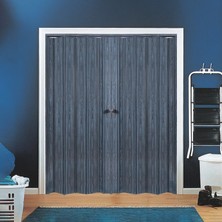 Faran Dekorasyon 185 x 230 Antrasit Renk Camsız Çift Açılım Pvc Akordiyon Katlanır Kapı FRNAKMODEL-167
