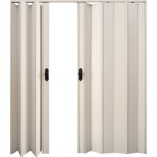Faran Dekorasyon 215 x 215 Beyaz Renk Camsız Çift Açılım Pvc Akordiyon Katlanır Kapı FRNAKMODEL-198
