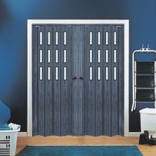 Faran Dekorasyon 230 x 230 Antrasit Renk Camlı Çift Açılım Pvc Akordiyon Katlanır Kapı FRNAKMODEL-232