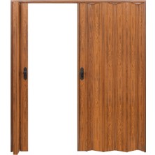 Faran Dekorasyon 260 x 215 Ceviz Renk Camsız Çift Açılım Pvc Akordiyon Katlanır Kapı FRNAKMODEL-260