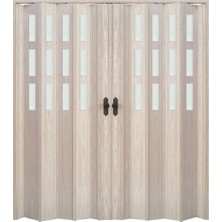 Faran Dekorasyon 305 x 215 Akçaağaç Renk Camlı Çift Açılım Pvc Akordiyon Katlanır Kapı FRNAKMODEL-321