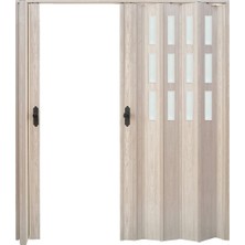 Faran Dekorasyon 305 x 215 Akçaağaç Renk Camlı Çift Açılım Pvc Akordiyon Katlanır Kapı FRNAKMODEL-321