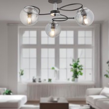 Apliqa Rodonit 3lü Siyah Krom Füme Camlı  Modern Sarkıt Genç Odası Yatak Odası Retro Salon Avize