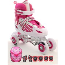 Ayarlanabilir 2+2 Işıklı Metal Alıştırma Pateni Taşıma Çantalı