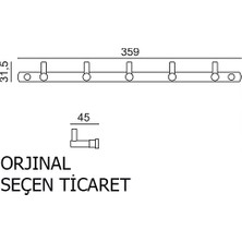 Çelik Banyo MS10-061 Paslanmaz Pirinç Mercan 5'li Askılık Havluluk Banyo Askısı