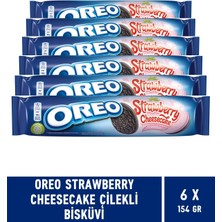 Oreo Strawberry Cheesecake Çilekli Bisküvi 154 gr - 6 Adet