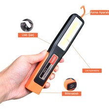 BVS Taşınabilir USB Şarjlı Mıknatıslı Beyaz LED Aydınlatma Kamp Tamir Çalışma Araç LED Aydınlatma