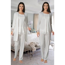 Effortt 3044  Dantel Sabahlıklı Lohusa Pijama