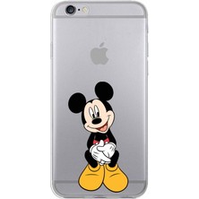 Printify Apple iPhone 6 Plus Uyumlu Kapak Mickey Mouse Tasarımlı Şeffaf Silikon Kılıf