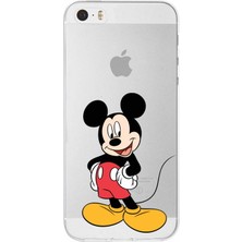 Printify Apple iPhone 5s Uyumlu Kapak Mickey Mouse Tasarımlı Şeffaf Silikon Kılıf