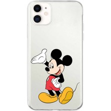 Printify Apple iPhone 11 Uyumlu Kapak Mickey Mouse Tasarımlı Şeffaf Silikon Kılıf