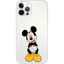 Printify Apple iPhone 12 Pro Uyumlu Kapak Mickey Mouse Tasarımlı Şeffaf Silikon Kılıf
