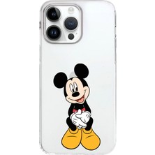 Printify Apple iPhone 14 Pro Uyumlu Kapak Mickey Mouse Tasarımlı Şeffaf Silikon Kılıf