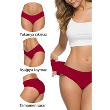 Royaleks 2 Adet Kadın Dikişsiz Lazer Kesim Esnek Iz Yapmayan Külot Bordo
