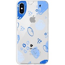 Printify Apple iPhone x Uyumlu Kapak Memphis Tasarımlı Şeffaf Silikon Kılıf