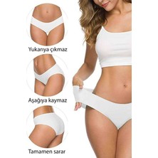 Royaleks 4 Adet Kadın Dikişsiz Lazer Kesim Esnek Iz Yapmayan Külot Beyaz