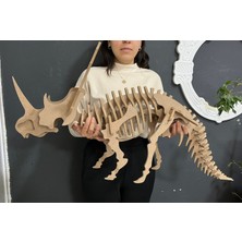 Montemo Ceratopsian 3D Dinozor Iskelet Maket-Yapboz-(8mm Ham Mdf)