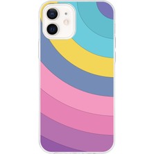Printify Apple iPhone 12 Mini Uyumlu Kapak Renk Cümbüşü Tasarımlı Şeffaf Silikon Kılıf