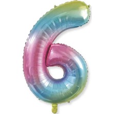 Hknys 6 Yaş Rakam Folyo Balon, 100 cm - Rengarenk