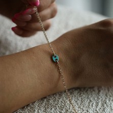 By Milo Jewellery Turkuaz Detaylı  Krasnador Altın Bileklik