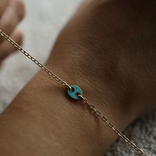 By Milo Jewellery Turkuaz Detaylı  Krasnador Altın Bileklik