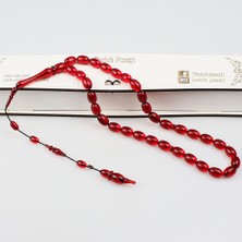 Tesbih Pasajı Özel Yapım Kırmızı Ateş Kehribar Tesbih (8 x 12 Mm) TP0016