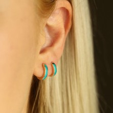 By Milo Jewellery Turquoise Renkli Halka Altın Küpe