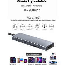 Fuchsia 8 In1  Alüminyum Alaşımlı Fuchsia 4K Pd Type C Sd/tf Hub