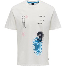 Only & Sons O Yaka Baskılı Beyaz Erkek T-Shirt 22025304_ONSPAX Reg Placement Print