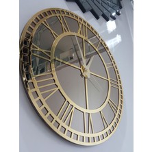 Ayna Denizi Golden Roma Bronze Model Altın Bronz Renk 50 Cm Dekoratif Aynalı Duvar Saati