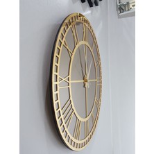 Ayna Denizi Golden Roma Bronze Model Altın Bronz Renk 50 Cm Dekoratif Aynalı Duvar Saati