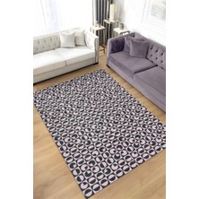 Homshtag Puantiyeli Halı Geometrik Desenli Halı Pembe Siyah Oturma Odası Halısı Modern Salon Halısı