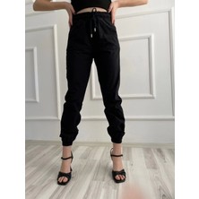 Key Moda Kadın Beli Tünelli Pantolon Siyah