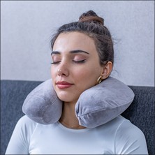 Simple The Pillow Visco Seyahat Yastığı Araba Uçak Otobüs Taşıt Içi Yolculuk Yastığı Ortopedik Yastık Gri 31*27*10