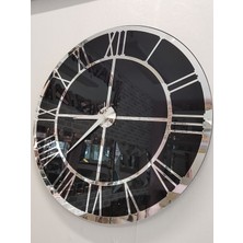 Ayna Denizi Silver Black Model Gümüş Siyah Renk 50 Cm Dekoratif Aynalı Duvar Saati