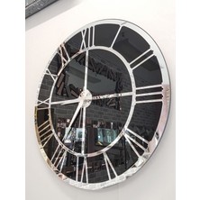 Ayna Denizi Silver Black Model Gümüş Siyah Renk 50 Cm Dekoratif Aynalı Duvar Saati