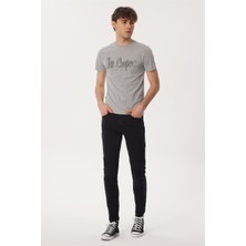 Lee Cooper Drawinglogo Erkek %100 Pamuk O Yaka T-Shirt Gri Melanj