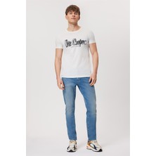 Lee Cooper Drawinglogo Erkek %100 Pamuk O Yaka T-Shirt Beyaz