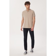 Lee Cooper Twins Erkek %100 Pamuk Polo Yaka T-Shirt Koyu Bej
