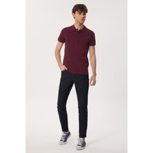 Lee Cooper Twins Erkek %100 Pamuk Polo Yaka T-Shirt Mürdüm