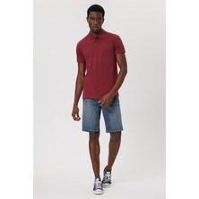 Lee Cooper Twins Erkek %100 Pamuk Polo Yaka T-Shirt Bordo
