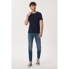 Lee Cooper Baines Erkek %100 Pamuk O Yaka T-Shirt Koyu Lacivert