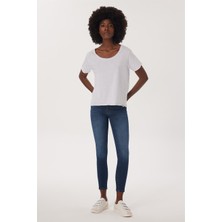 Lee Cooper Carmen Kadın %100 Pamuk O Yaka T-Shirt Beyaz