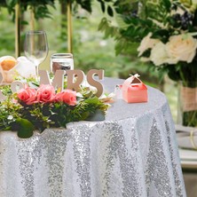 Teotake 120CM Gümüş Yuvarlak Masa Örtüsü Pullu Masa Örtüsü (Yurt Dışından)