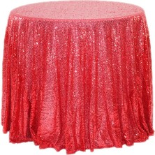 Teotake 120CM Art Payet Yuvarlak Masa Örtüsü (Kırmızı) (Yurt Dışından)