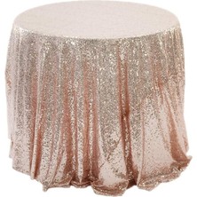 Teotake 120CM Sanat Payetli Yuvarlak Masa Örtüsü (Pembe Altın) (Yurt Dışından)