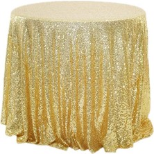 Teotake 120CM Art Payet Yuvarlak Masa Örtüsü (Altın) (Yurt Dışından)