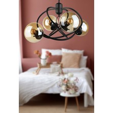 Begüsa Büklüm 4.lü Avize Siyah Bal Cam