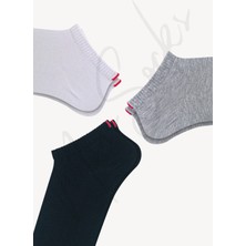Mono Socks 3'lü Kırmızı Çentikli Patik Çorap